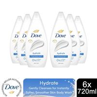 Dove Hydrate Body Wash 0% Sulfate SLES for Softer & Smoother Skin 720ml, 6pk