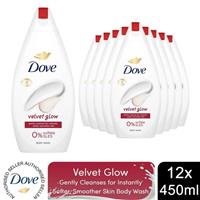 Dove Velvet Glow Body Wash 0% Sulfate SLES for Soft & Smoother Skin 450ml, 12pk