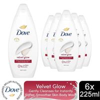 Dove Velvet Glow Body Wash 0% Sulfate SLES for Softer & Smoother Skin, 6x225ml