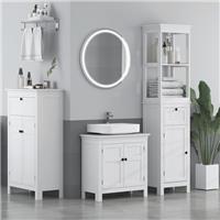 Tall Bathroom Cabinet with Soft Close Door and Drawer, Adjustable Shelf, White