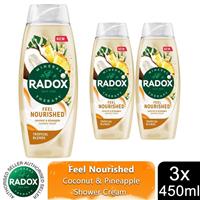 3x Radox Mineral Therapy Feel Nourished Shower Cream Coconut & Pineapple, 450ml
