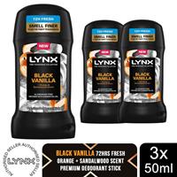 Lynx Fine Fragrance Black Vanilla Deodorant Stick 50ml 3 Pack Mens Deodorant