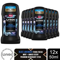 Lynx Blue Lavender Deodorant Stick 50ml 12 Pk Mens Deodorant 72 Hour Protection