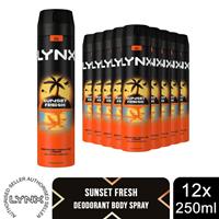 Lynx Sunset Fresh Deodorant Body Spray 48H Fresh 250ml, 12 Pack