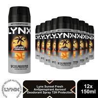 Lynx Sunset Fresh Anti Perspirant Body Spray 150ml 12 Pack Mens Deodorant 72H
