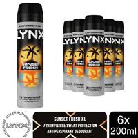 Lynx Sunset Fresh Anti Perspirant Body Spray 200ml 6 Pack Mens Deodorant