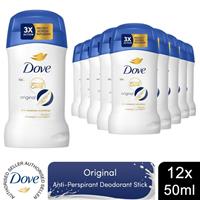 Dove Women Original Anti-Perspirant Deo Stick w/ 72H Sweat Protection 50ml, 12Pk