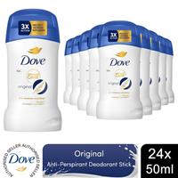 Dove Women Original Anti-Perspirant Deo Stick w/ 72H Sweat Protection 50ml, 24Pk