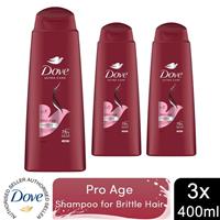 Dove Nourishing Shampoo Pro-Age for Brittle & Damaged Hair 400ml, 3 Pack
