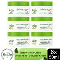 Simple Kind to Skin Day Cream SPF 15 Vital Vitamin for Sensitive Skin 50ml, 6 Pk