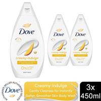 Dove Body Wash Creamy Indulge Moisturising Shower Gel, 3 Pack of 450 ml