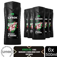 Lynx Africa Shower Gel 500ml 3 in 1 Body Hair Face Wash 3 or 6 Pack Mens - Multipack Regular