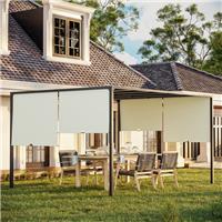 3 x 4m Metal Pergola with Sliding Roof, LED Lights for BBQ Cream White