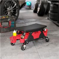Rolling Mechanic Stool, 135kg Capacity Workshop Stool with Swivel Wheels, Red