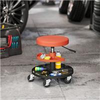 Rolling Mechanic Stool, 135kg Capacity 360 Swivel Workshop Stool, Yellow