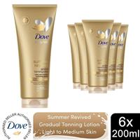 Dove Derma Spa Summer Revived Fair To Medium Skin Body Lotion, 6 Pack of 200ml