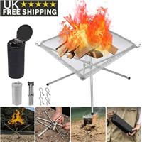 Outdoor Fire Pit Camping Stainless Steel Mesh Fireplace Foldable for Patio UK