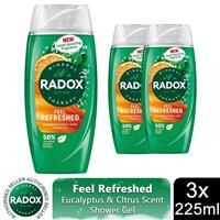 3x Radox Shower Gel Feel Refreshed With eucalyptus & citrus Scent, 225ml