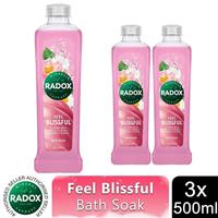 Radox 100% Nature Inspired Fragrances Bath Soak, Feel Blissful, 500ml, 3pk