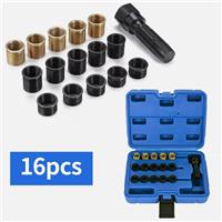 16pcs M14 x 1.25mm Spark Plug Re-thread Repair Tap Tool Thread Reamer Insert Kit