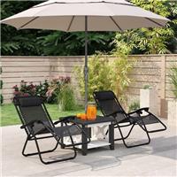 Outdoor Zero Gravity Chair Set of 2, Reclining Lounge Chair w/ Head Pillow Black