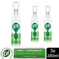 Cif Infinite Clean All in One Cleaner SprayLime & Lemongrass, 3 Pk of 280ml