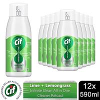 Cif Infinite Clean All in One Cleaner Reload Lime & Lemongrass, 12 Pk of 590ml