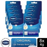 Vaseline Lip Therapy Balm Sticks, Original, 8 Pack, 4gm