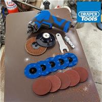 Air Sander 75mm Compact Composite Body + 10pc Sanding Pads Discs Draper 65069