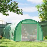 6 x 3(m) Upgraded Polytunnel Greenhouse w/ Mesh Door & Windows, 15 Plant Labels
