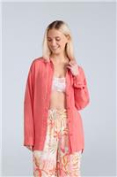 Animal Seya Women's Beach Shirt Roll Up Sleeves Summer Swim Ladies Top - 6-8 Regular