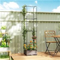 Raised Garden Bed with Trellis, Plastic Planter Box with Drainage Holes