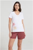 Mountain Warehouse Women's Ombre Palm Trees Top Ladies Cotton V-Neck T-Shirt - 6-8 Regular