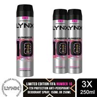 Lynx FIFA Number 10 Limited Edition Deodorant 3 Pack 250ml Anti Perspirant Spray - 250ml Standard
