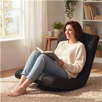 Floor Chair w/ Adjustable Backrest, Mesh Fabric Swivel Floor Sofa Refurbished