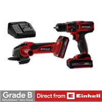Einhell Cordless Drill Driver 18V + Angle Grinder 115mm Set PXC Refurb GRADE B