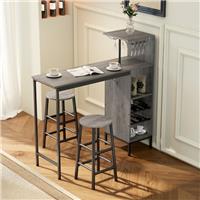 3 Pieces Dining Room Set, 6-Tier Dining Table and Stools w/ Storage Refurbished