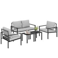 5 Piece Garden Furniture Set, Metal Garden Sofa Set with Cushions, Refurbished