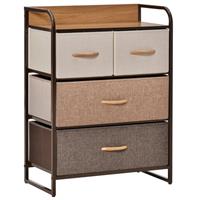 4-Drawer Dresser Storage Tower with Steel Frame Wood Top for Bedroom Refurbished