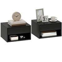 Bedside Tables Set of 2, Nightstand Wall Mounted with Drawer & Shelf Refurbished