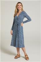 Mountain Warehouse Santorini Womens Long Sleeved Midi Wrap Dress In Dark Blue - - 6-8 Regular