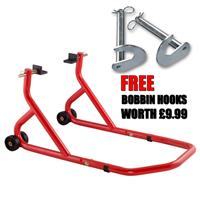 Heavy Duty Motorcycle Paddock Stand Rear Wheel Motorbike Swing Arm Cup Adaptors