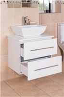 White 600 mm Wall Hung Vanity Basin Sink Unit 2 Drawer Countertop Wash Basin