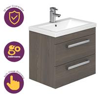800mm Dark Wood Newton Vanity Unit Ceramic Sink Bathroom Wall Hung Furniture