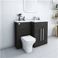 1100mm RH Grey L Shape Bathroom Vanity Unit with Basin + Back To Wall Toilet