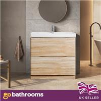 900mm Floor Standing Vanity Storage Unit & White Resin Wash Basin | Eaton Ash