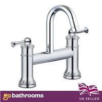 Traditional Bath Tap Deck Mounted Chrome Bathroom Mixer Solid Brass Bath Filler