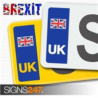 UK CAR NUMBER PLATE STICKER UNION JACK NO EU FLAG BREXIT - Vinyl Car Stickers