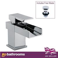 Chrome Waterfall Basin Mono Tap Bathroom Sink Brass Open Spout & Waste Calcot