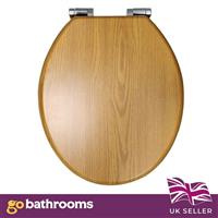 Cambridge Traditional Wood Effect Oak Toilet Seat Soft Close Hinges...